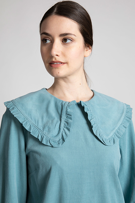 SHORT DRESS FANCY COL & CUFF BLUE 4