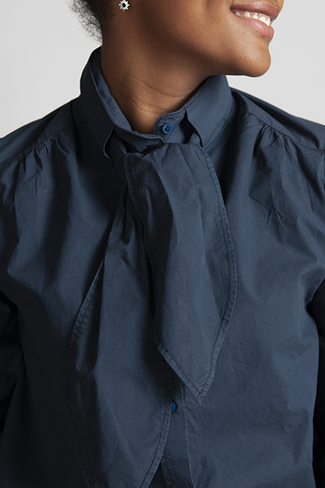 SHIRT LS DETACHABLE SCARF BLUE 4