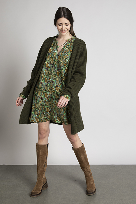 V-NECK LONG CARDI LS GREEN 2