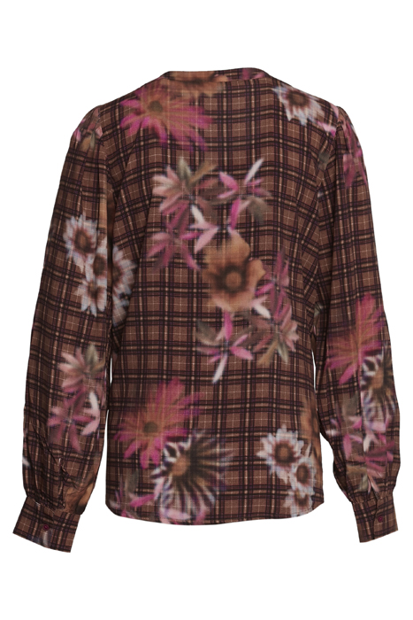 ROUND NECK BALLOON SLV SHIRT BROWN 4