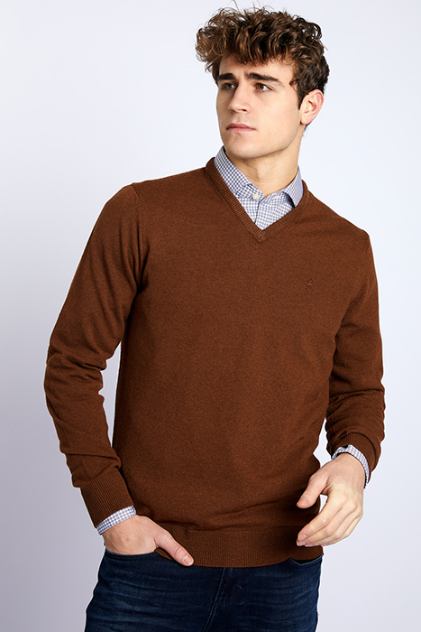 LBW BSC V-NECK NF SWT BROWN 2