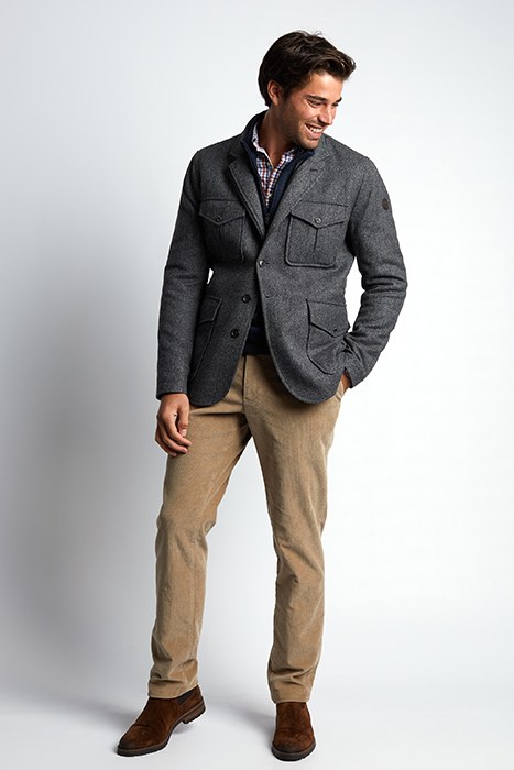 MULTI PKT QUILTED BLAZER GREY 2