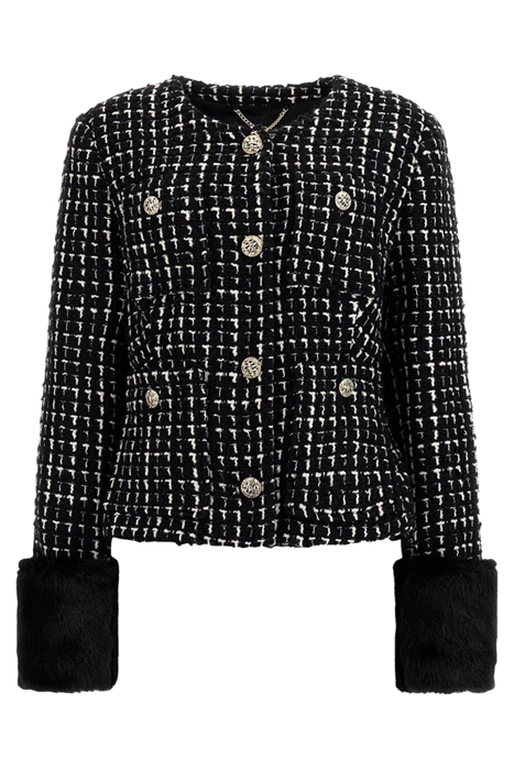 SECRET TWEED JACKET BLACK AND WHITE CROPPED COMB 5
