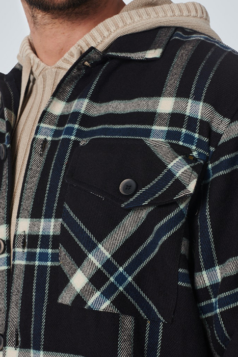 OVERSHIRT BUTTON CLOSURE CHECK BLACK 5