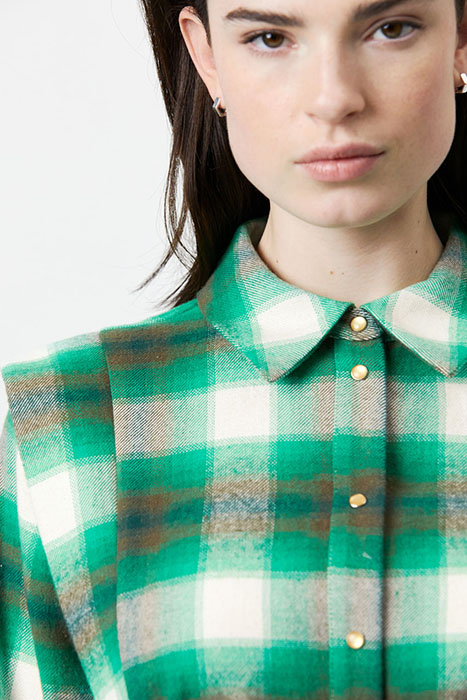 ROSY BELTED CHECK SHIRT BASIL GREEN 5