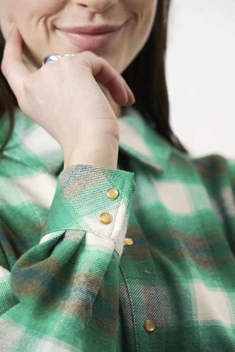 ROSY BELTED CHECK SHIRT BASIL GREEN 6