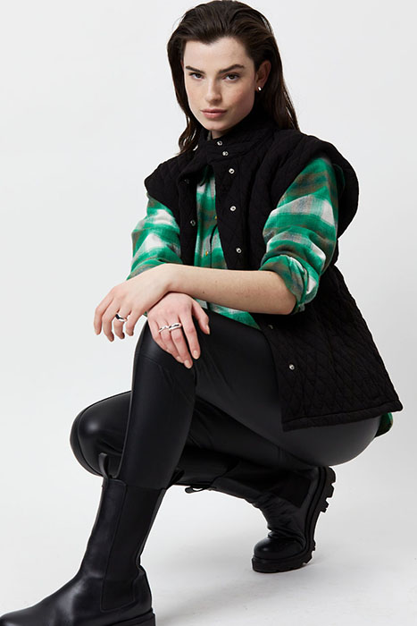 ROSY BELTED CHECK SHIRT BASIL GREEN 4