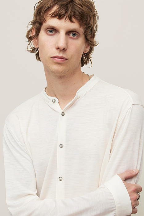 FULTON REGULAR FIT LS STAND COLLAR SHIRT IN EXTRAF WHITE 5