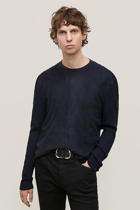 John Varvatos Izard Regular Fit Ls Crew With Sweater Trim Midnight Maat: XL | Sweaters Outlet | Heren | Grijs