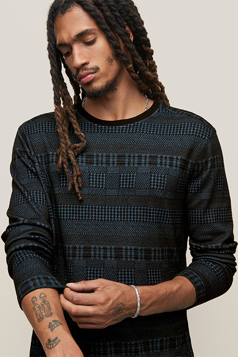 READE LS PATTERN MIX CREW WITH COLD DYE TITANIUM BLUE 6