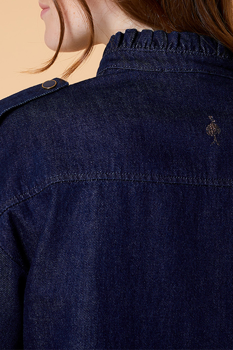 RUSH - RAW DENIM DRESS WITH RUCHED COLLAR NAVY 5