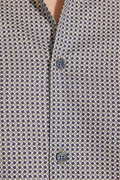 DARK CHOCOLATE GEOMETRIC PRINT SLIM SHIRT 6