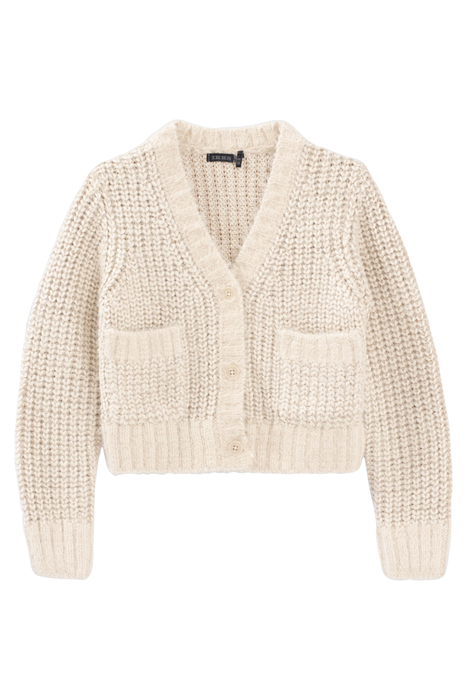 GIRLS’ ECRU LUREX DECORATIVE KNIT CARDIGAN OFF-WHITE 1