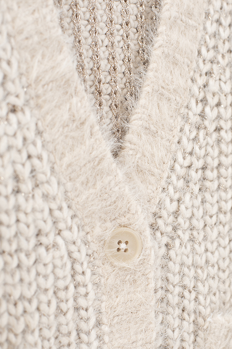 GIRLS’ ECRU LUREX DECORATIVE KNIT CARDIGAN OFF-WHITE 4