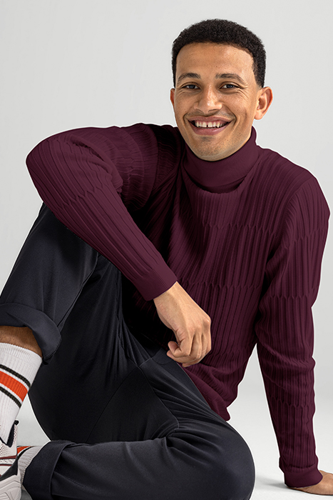 MA-SBSTRIPED ROLLNECK WINERED 6