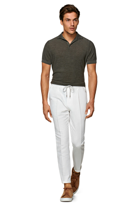 OFF WHITE HERRINGBONE DRAWSTRING AMES TROUSERS 3