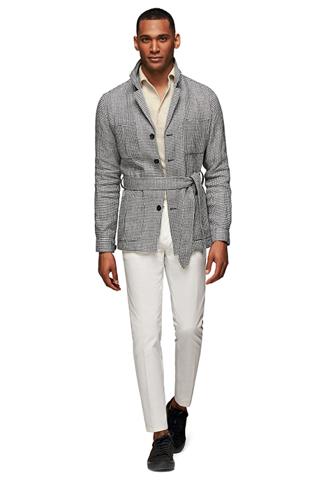 BLACK HOUNDSTOOTH BELTED SAFARI JACKET 3