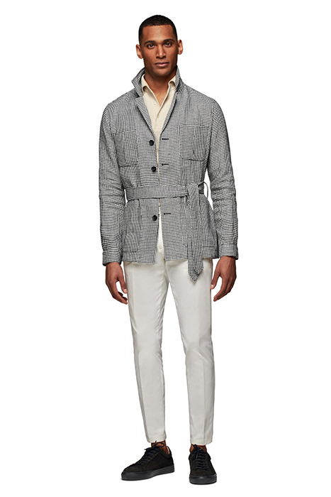 BLACK HOUNDSTOOTH BELTED SAFARI JACKET 4