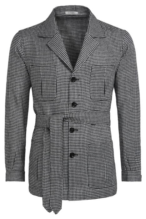 BLACK HOUNDSTOOTH BELTED SAFARI JACKET 8