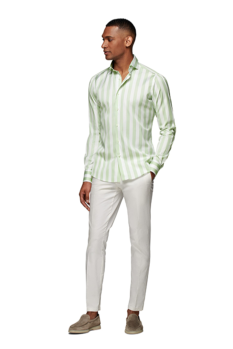 GREEN STRIPED EXTRA SLIM FIT SHIRT 4