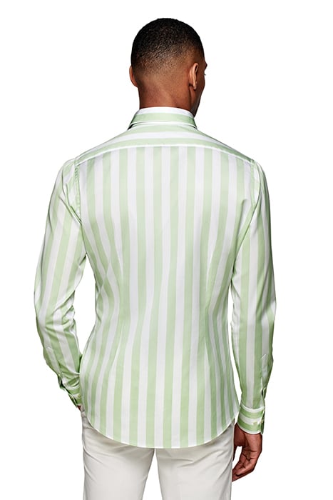 GREEN STRIPED EXTRA SLIM FIT SHIRT 2