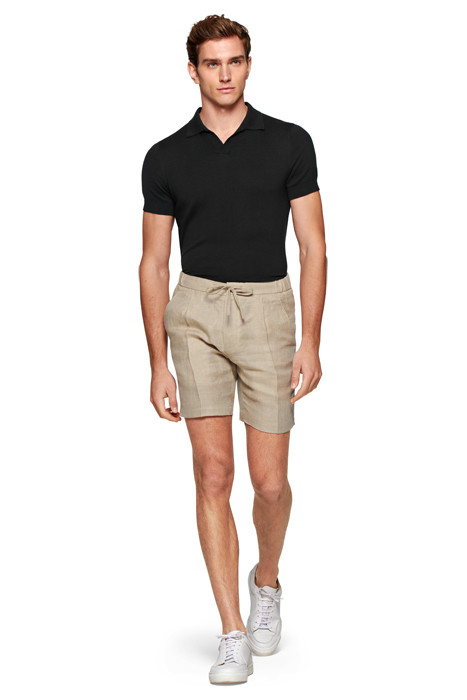 LIGHT BROWN HERRINGBONE DRAWSTRING AMES SHORTS 3