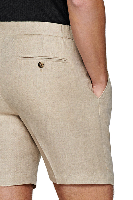 LIGHT BROWN HERRINGBONE DRAWSTRING AMES SHORTS 5