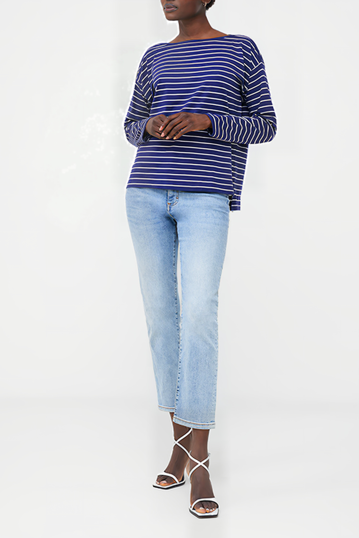 BOAT NECK BRETON L/S DK NAVY/ECRU 2