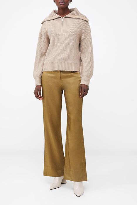 MID MIX RIB HALF ZIP LGT CAMEL MEL 2