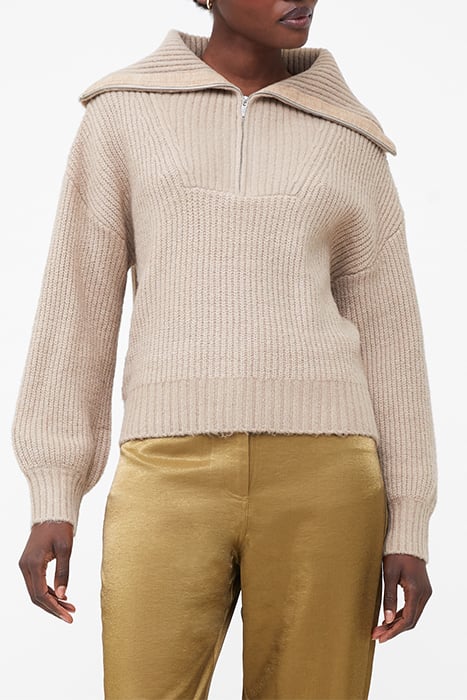 MID MIX RIB HALF ZIP LGT CAMEL MEL 1