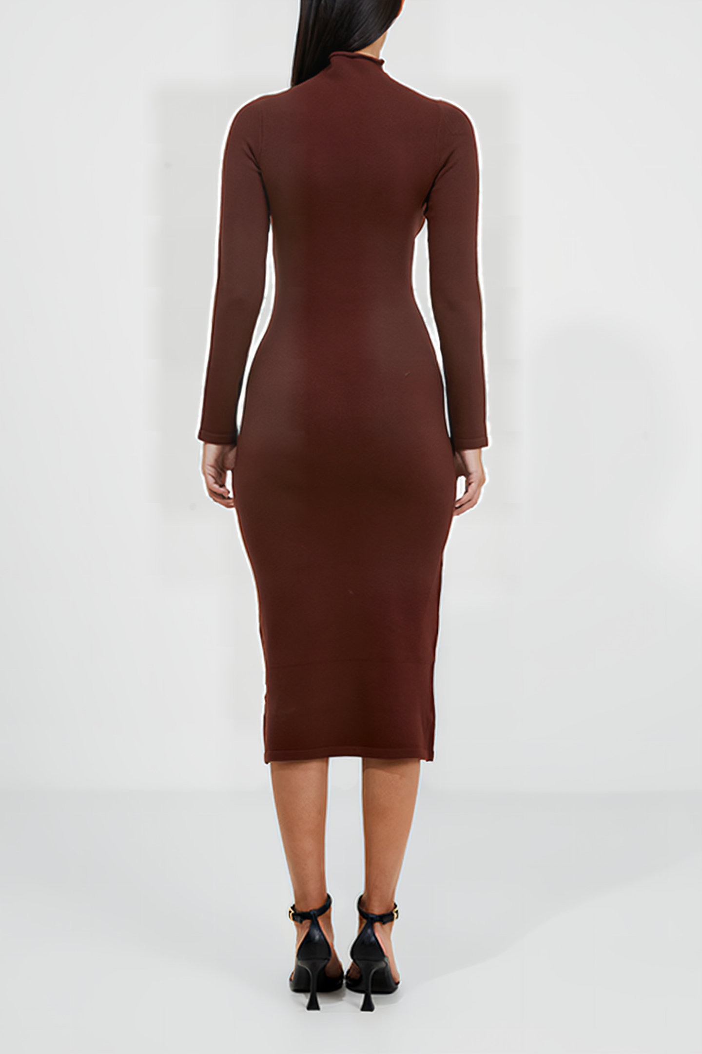 BABYSOFT ROLL NECK DRESS BITTER CHOCOLATE 3