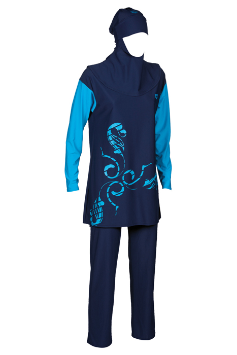 W ABIR COVER UP NAVY TURQUOISE 9