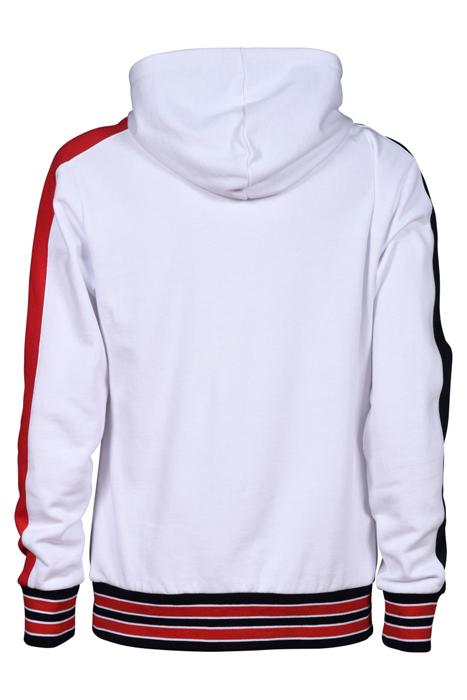 M MS HOODED SWEAT WHITE NAVY RED 10