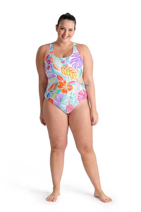 WOMEN'S SWIMSUIT SWIM PRO BACK ALLOVER P WHITE MULTI 4