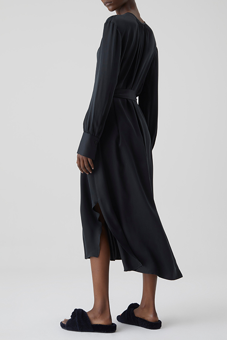 WOMEN GATHERED TUNIC DRESS DRESSES BLACK 2