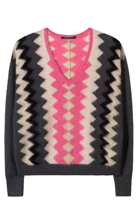 V-PULLOVER MIT 70´S-PRINT MULTI 6