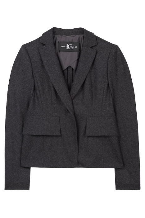 BLAZER AUS FLANELL-JERSEY GREENISH GREY 5