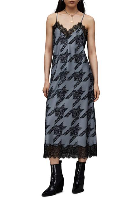 AllSaints Tigi Toni Dress Grey Maat: 36 | Midi Jurken Outlet | Dames | Grijs