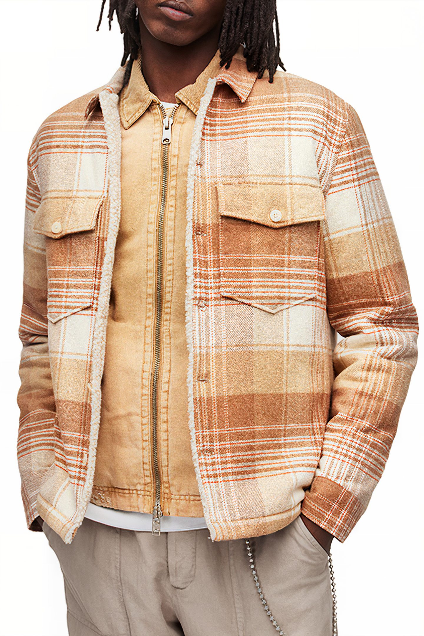 AllSaints Sacco Jacket Ecru/camel Maat: XS | Lichte Jassen Outlet | Heren | Beige