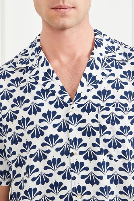 BILLY BOWLING SHIRT BLUE GEOFLOWER PRINT 4