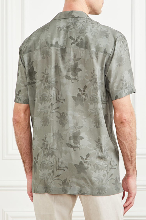 BILLY BOWLING SHIRT MOSSY GREEN FLOWER CASUAL 2