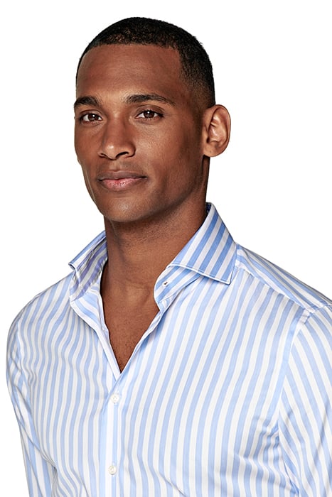 LIGHT BLUE STRIPED TWILL EXTRA SLIM FIT SHIRT 5