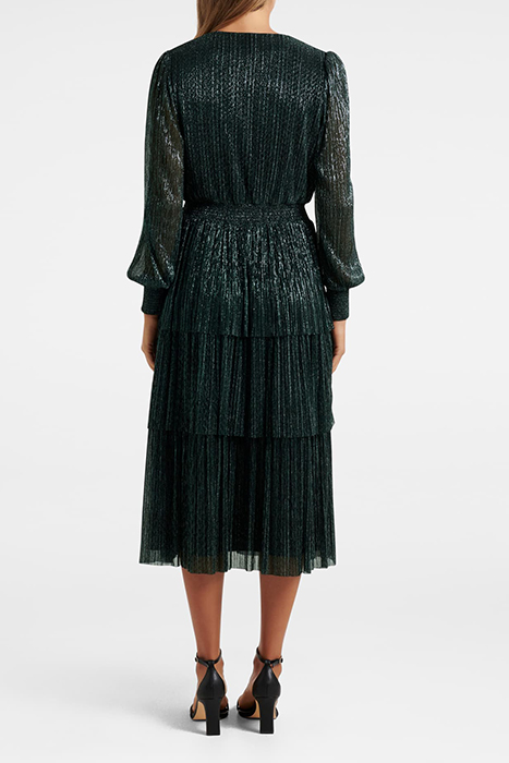 WINIFRED PLISSE MIDI DRESS DARK GREEN 2