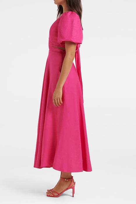 HADLEY TIE BACK MIDI DRESS HOT PINK 3