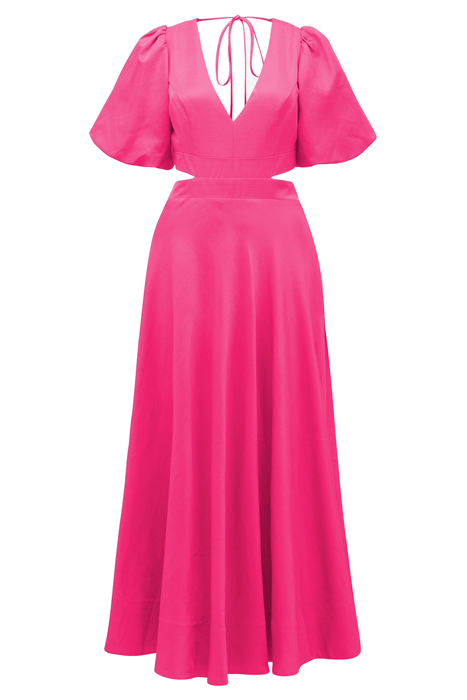 HADLEY TIE BACK MIDI DRESS HOT PINK 5