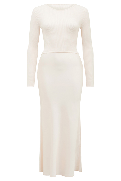 ALICIA LONG SLEEVE SATIN MIX KNIT DRESS CREAM 5