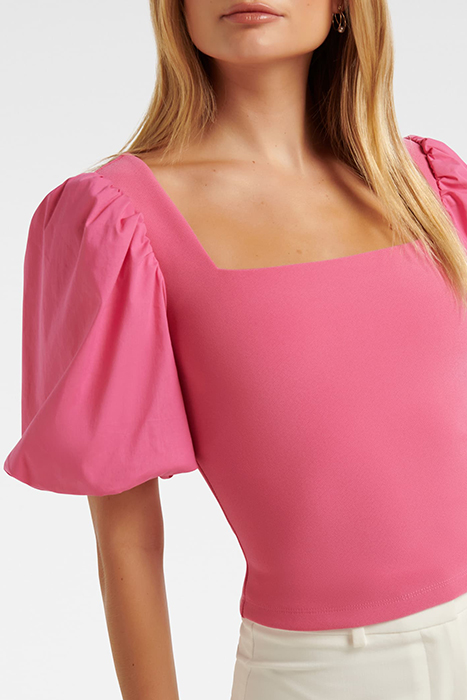 LAINEY CREPE BALLOON SLEEVE TOP RASPBERRY JELLY 5