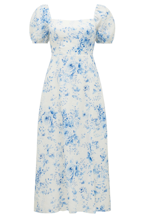CARSON LINEN SQUARE NECK MIDI DRESS BLUE VICTORIA FLORAL 5