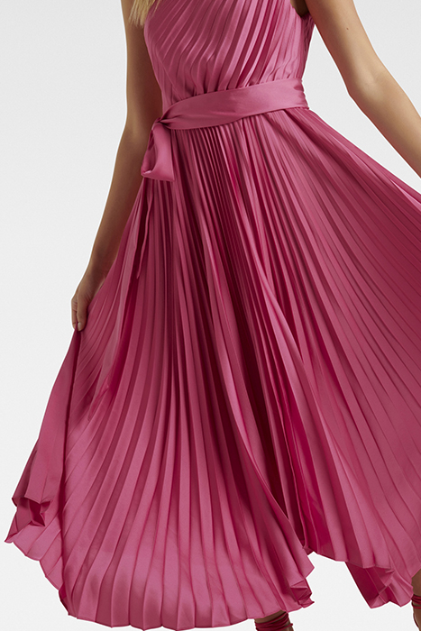 BRONTE SATIN PLEATED MIDI DRESS RASPBERRY JELLY 4