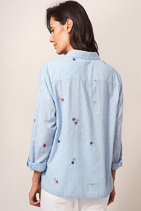 EMILIA STRIPE EMB SHIRT BLUE MULTI 2